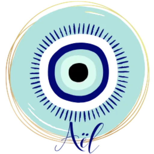 Logo circulaire d’Aël Medium, un œil stylisé en bleu et doré 
