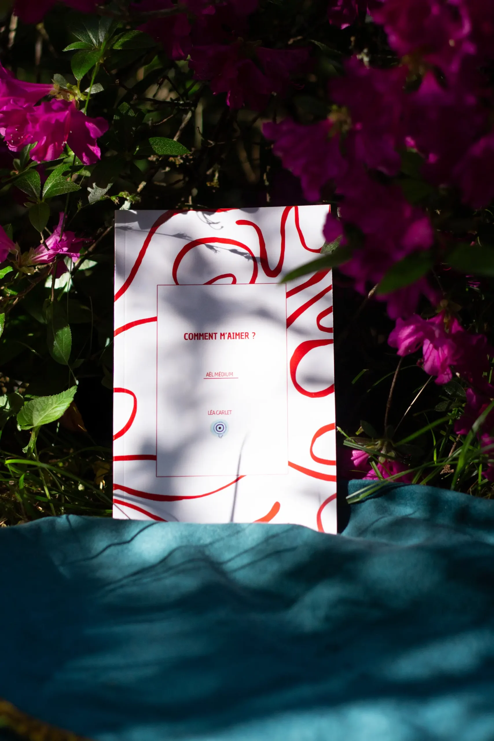 Couverture du livre oracle "La sagesse des pages" de Léa Carlet, sur fond de ciel rose et violet