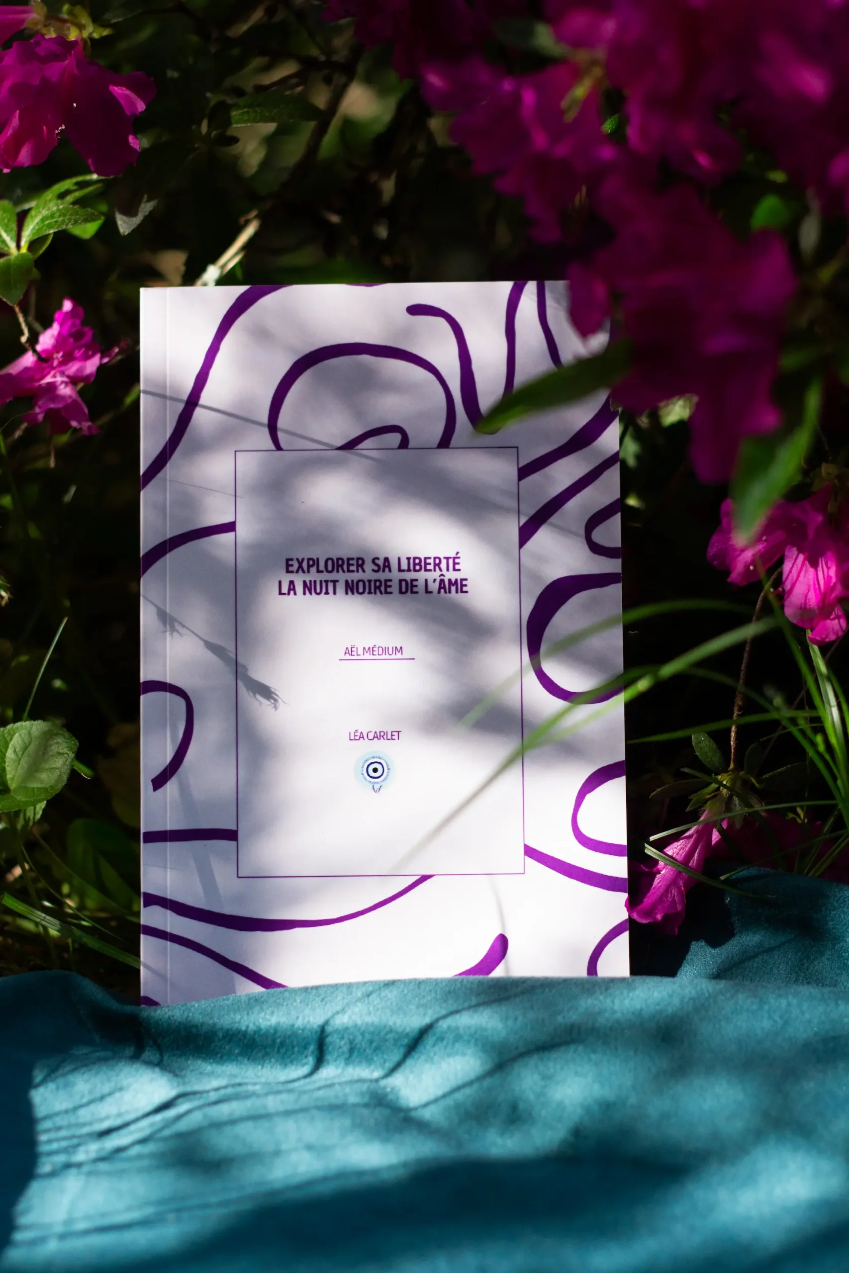 Couverture du livre oracle "La sagesse des pages" de Léa Carlet, sur fond de ciel rose et violet